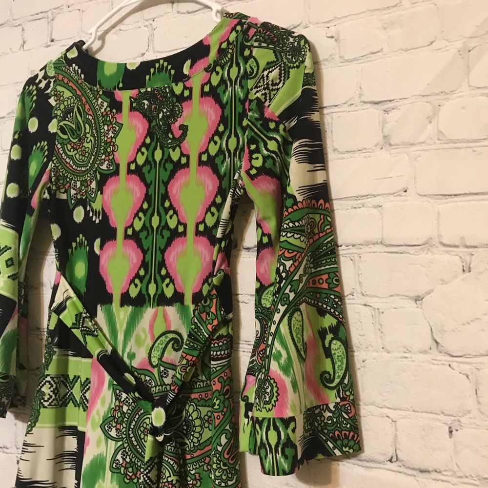 Cristinalove Green Pink Long Sleeve Dress - Picture 11 of 14